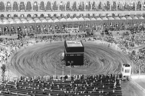 Prayer and Tawaf - circumambulation - Around AlKaaba in Mecca, Aerial View photo