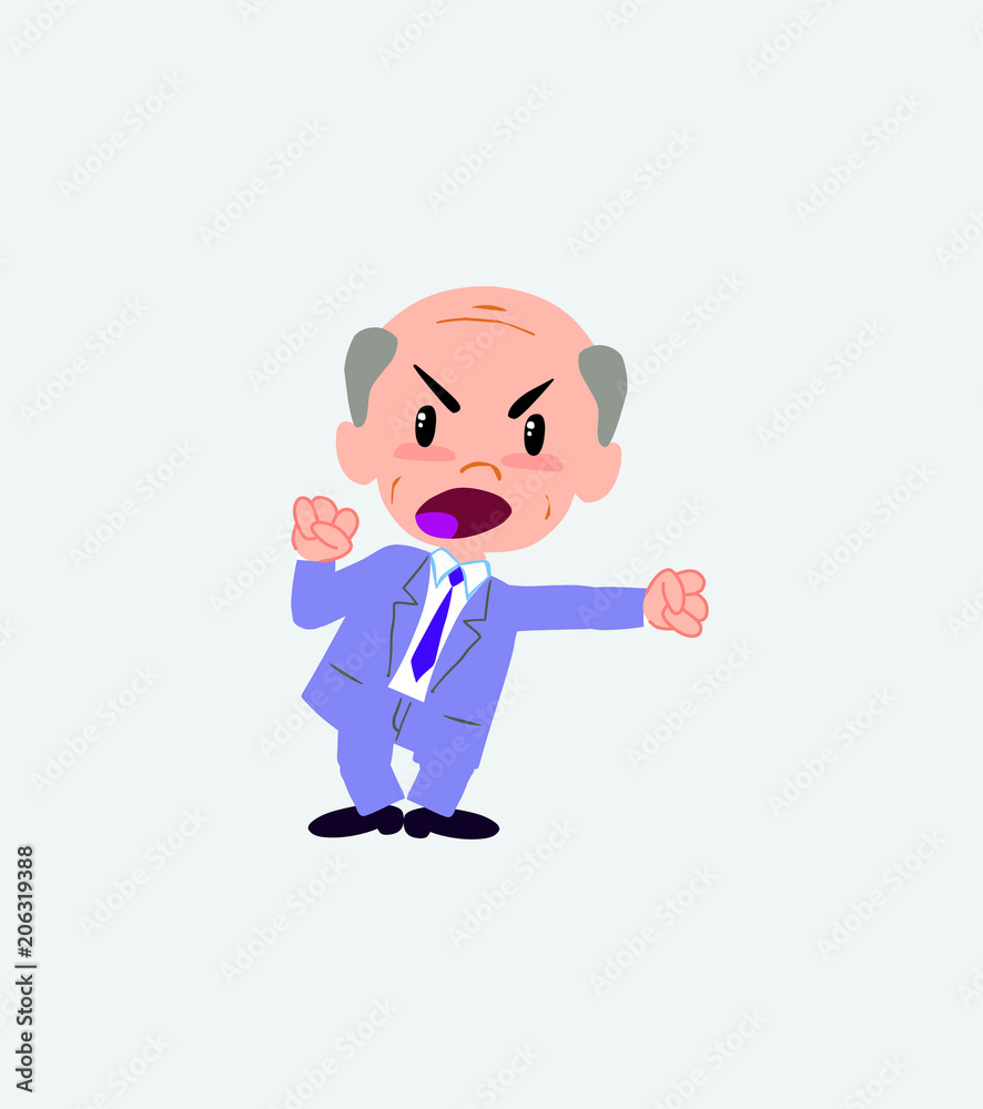 Old businessman screams very angry.