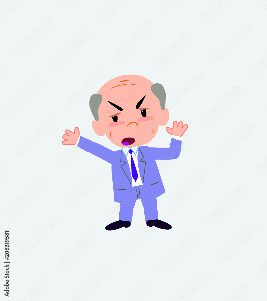 Old businessman argues something with a gesture of discontent. Old businessman argues something with a gesture of discontent.