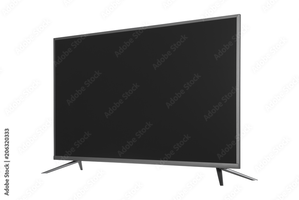 View of widescreen internet tv monitor isolated on white background View of widescreen internet tv monitor isolated on white background