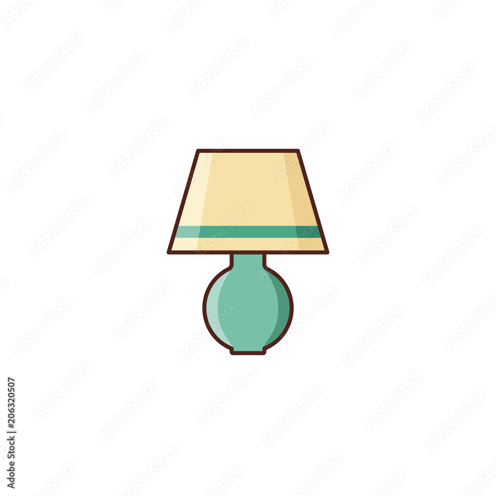 Table lamp. Vector. Lamp icon isolated on white background. Linear retro  illustration in line art flat design. Vintage old house equipment 1960s -  1970s. Electric staff. vector de Stock | Adobe Stock