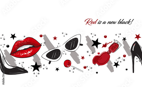 red lips fashion border