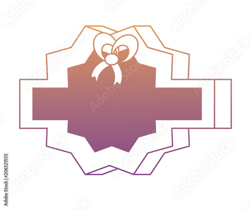 decorative emblem with bow tie icon over white background  vector illustration