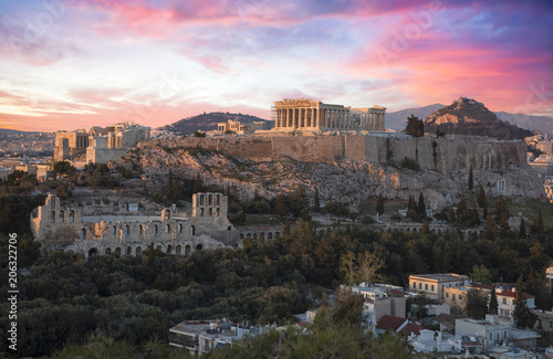 Akropolis von Athen bei Sonnenuntergang