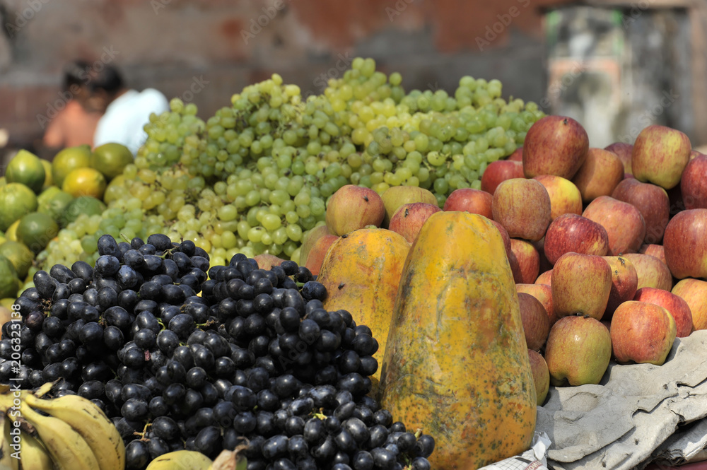 Obst, Gemüse, Verkausstand,  Jaipur, Rajasthan, Nordindien, Asien