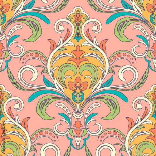 Vector damask seamless pattern background. Classic vintage pattern. Damask wallpaper