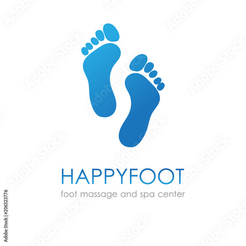 Footprint in blue colors. Foot logo fot healthcare, medical company, osteopath and massage center, spa beauty salon