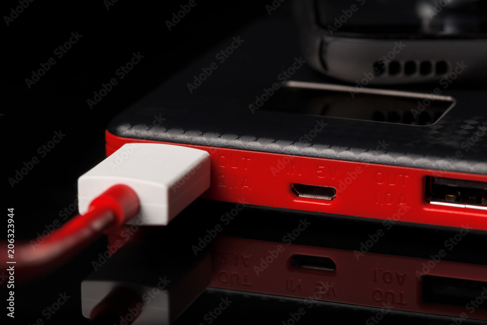 Black and red Power bank charger with two exit Black and red Power bank charger with two exit