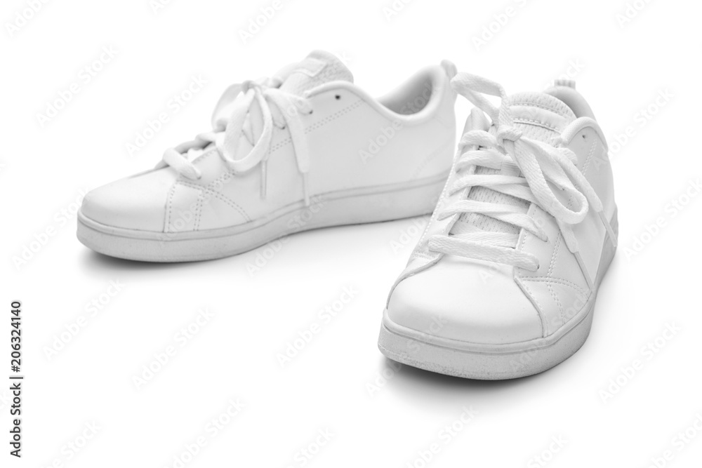 Full white sneakers on white background, including clipping path