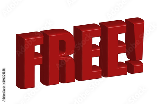 Gratis en rojo sobre fondo blanco.