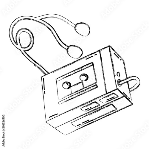 grunge retro walman stereo music player