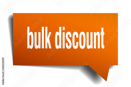 bulk discount orange 3d speech bubble