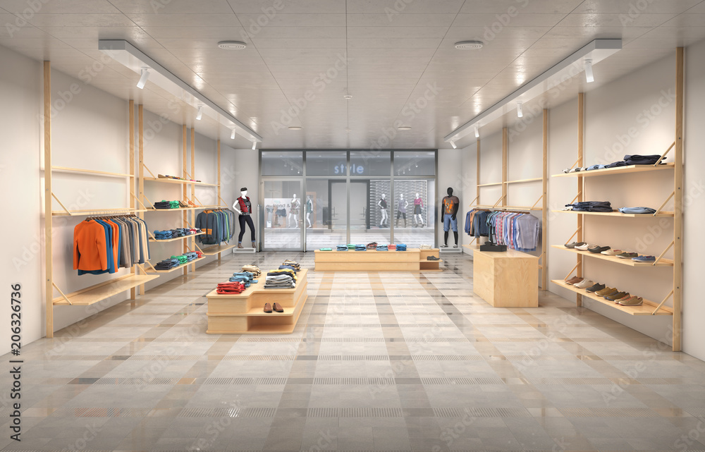 Naklejka premium Store interior. 3d illustration