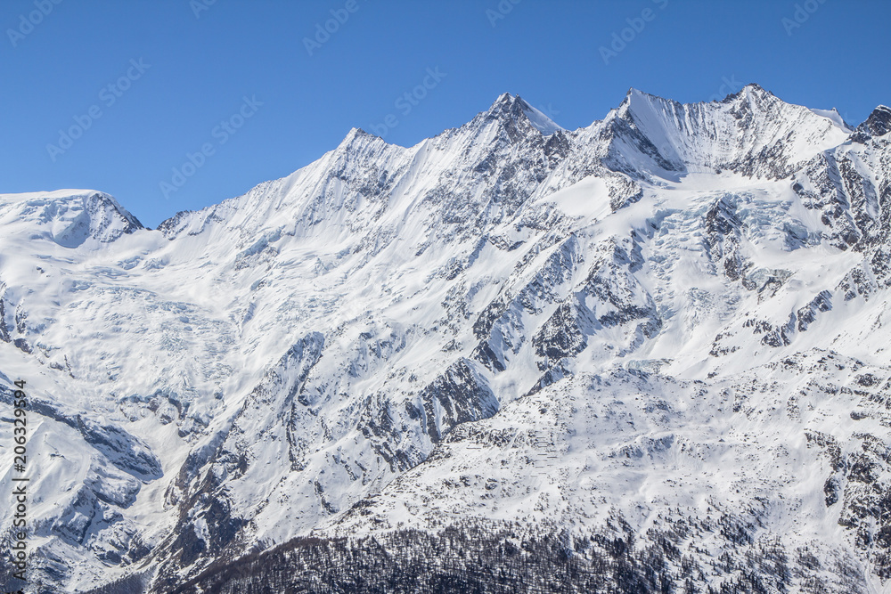 The mountain range in Saas Fee, Switzerland