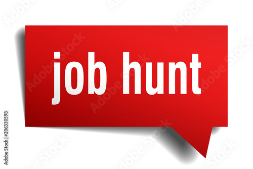 job hunt red 3d speech bubble
