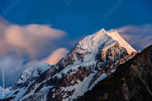 Mount Cook glowing at dawn