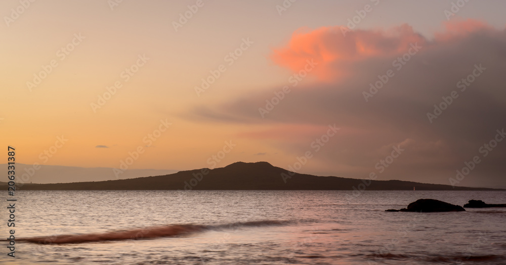 Rangitoto Island at Sunrise, Auckland, New Zealand Rangitoto Island at Sunrise, Auckland, New Zealand
