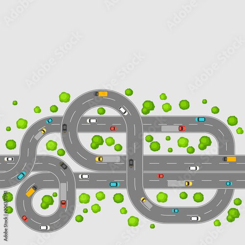 Seamless pattern top view of roads.