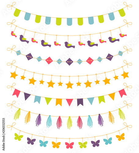 Set of colorful garlands, vector illustration