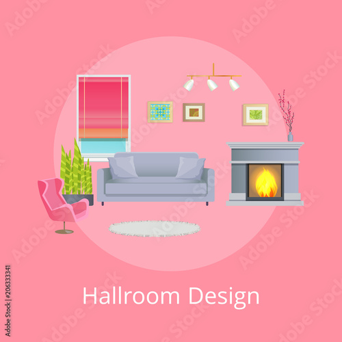 Hallroom Design Promo Poster with Modern Furniture photo