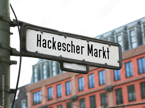 Berlin Europe road sign of place called Hackescher Markt photo