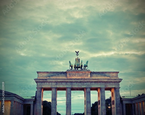 Berlin Germany Brandenburg Gate with ancient effect