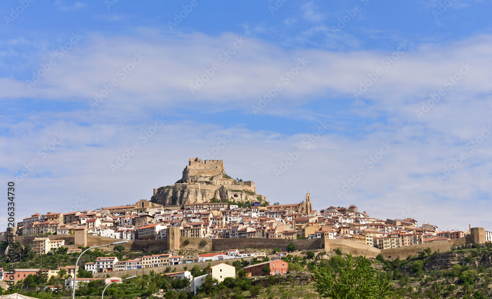View of Morella on a spring day, Castellon province, Spain