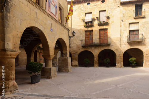 Esglesia square in Horta de Sant Joan,Terra Alta, Tarragona province, Catalonia,Spain © curto