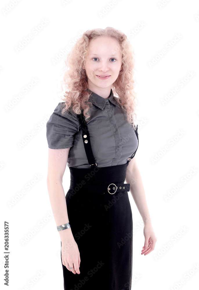 portrait of a young woman employee .isolated on white portrait of a young woman employee .isolated on white