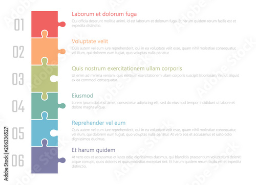 numbered list template, chart table vector design with colorful puzzles