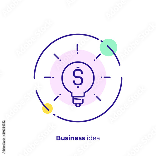Business idea line art icon, investment brainstorm vector art, outline finance concept illustration