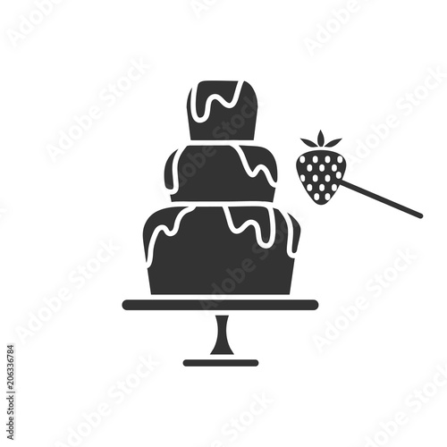 Chocolate fountain and strawberry glyph icon