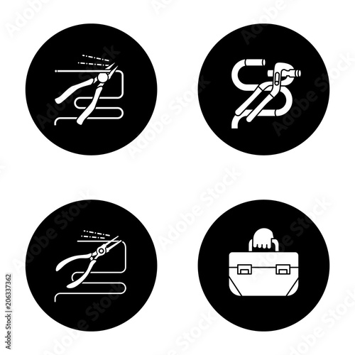 Construction tools glyph icons set