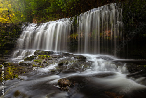 Sgwd Isaf Clun-gwyn Falls  The top section of Sgwd Clun Gwyn  near Panwar on the Mellte river  near Pontneddfechan in South Wales  UK.