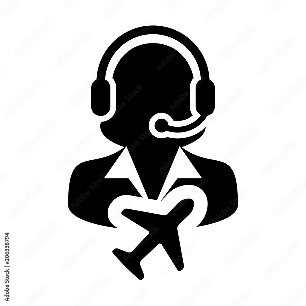 Ticket Customer service icon vector female person profile symbol for travel and holidays support helpline in glyph pictogram illustration Ticket Customer service icon vector female person profile symbol for travel and holidays support helpline in glyph pictogram illustration