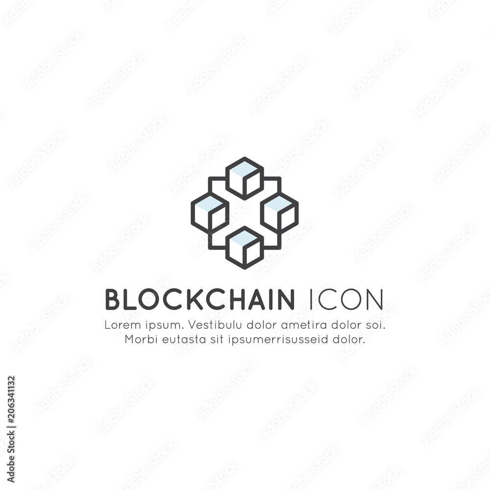 Vector Icon Style Illustration of Blockchain Cryptocurrency Exchange, Buying and Selling, Continuously Growing List of Records Concept. Minimalistic Outline Logo Vector Icon Style Illustration of Blockchain Cryptocurrency Exchange, Buying and Selling, Continuously Growing List of Records Concept. Minimalistic Outline Logo