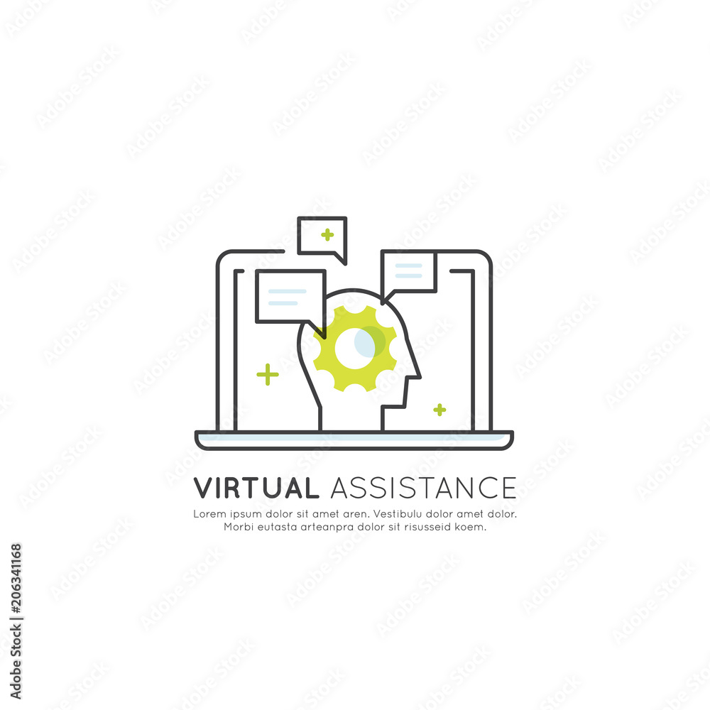 Vector Icon Style Illustration of Online Consultation Platform Concept with Dialog Box and Human Profile on Laptop Screen, Isolated Web Element, Chatbot Virtual Assistance and Online Support Vector Icon Style Illustration of Online Consultation Platform Concept with Dialog Box and Human Profile on Laptop Screen, Isolated Web Element, Chatbot Virtual Assistance and Online Support