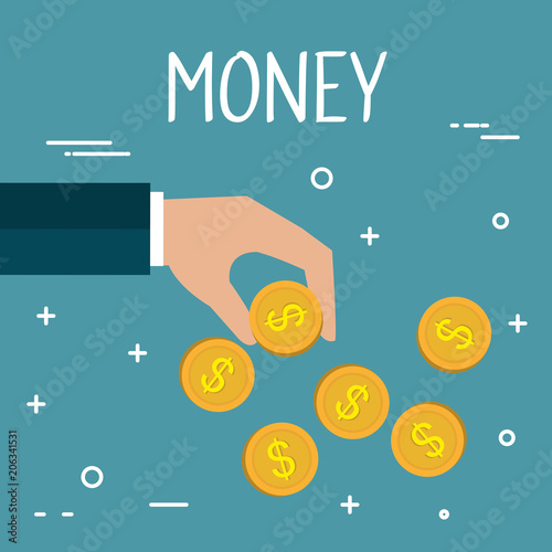 hand with coin money isolated icon vector illustration design