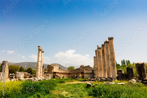 Archaeological site of Helenistic city of Aphrodisias in western Anatolia, Turkey, the Tetrastoon area.