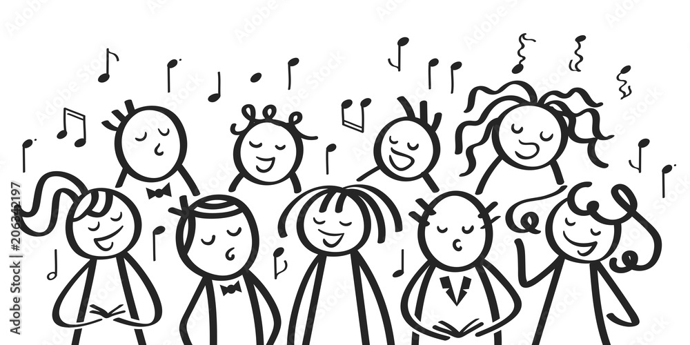 Chor, Gesangsgruppe, Männer Und Frauen Singen Gemeinsam, Lustige
