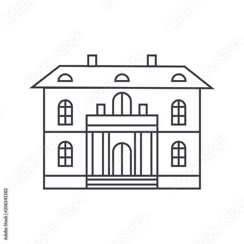 Cute villa thin line icon, vector illustration. Cute villa linear concept sign.