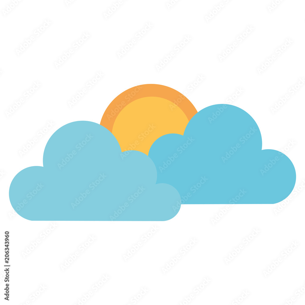 clouds sky with sun vector illustration design