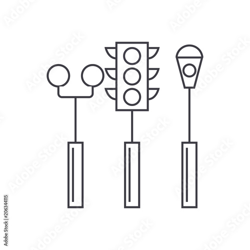 Traffic light thin line icon, vector illustration. Traffic light linear concept sign.