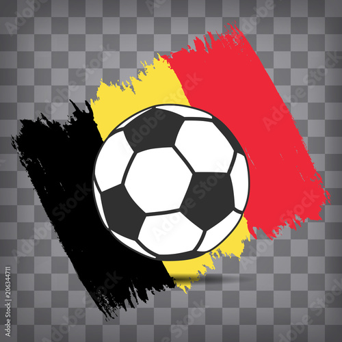 football ball icon on Belgian flag background from brush strokes