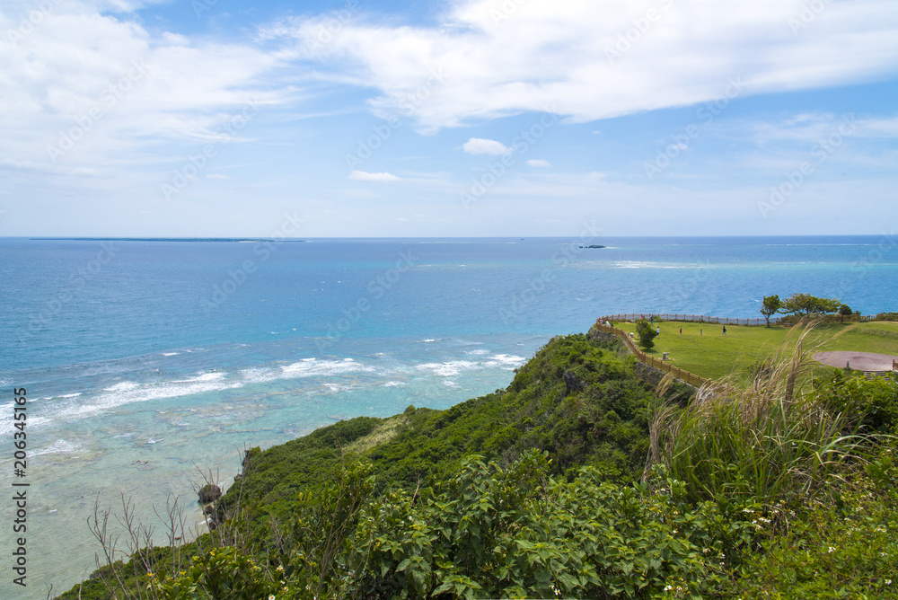 Cape Chinen with beautiful blue sky and ocean, Okinawa, Japna.