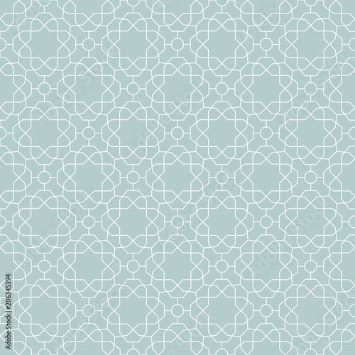 Seamless background for your designs. Modern light blue and white ornament. Geometric abstract pattern