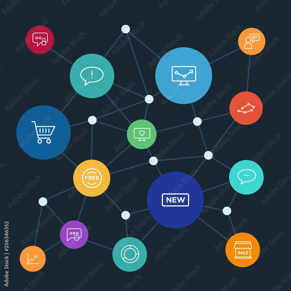 Abstract background with polygonal connected lines. Set of networking, charts, chat and messenger, security, shopping outline icons. Can be use for websites, mobile apps, presentations. Abstract background with polygonal connected lines. Set of networking, charts, chat and messenger, security, shopping outline icons. Can be use for websites, mobile apps, presentations.