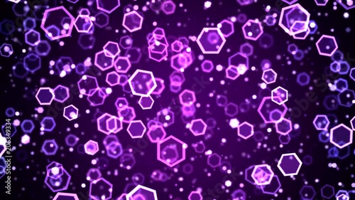 Colorful Falling Hexagon Particle Background Animation - Loop Purple