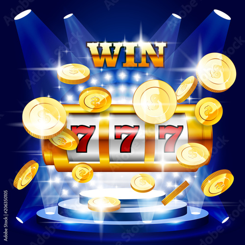 Big win or jackpot - slot machine and coins, casino concert