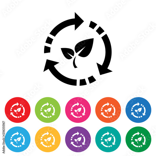 Recycling symbol icon set